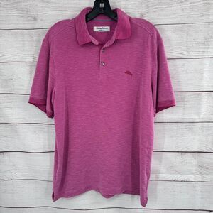 Tommy Bahama IslandZone Polo Shirt Textured‎ Casual Short Sleeve Pink Medium